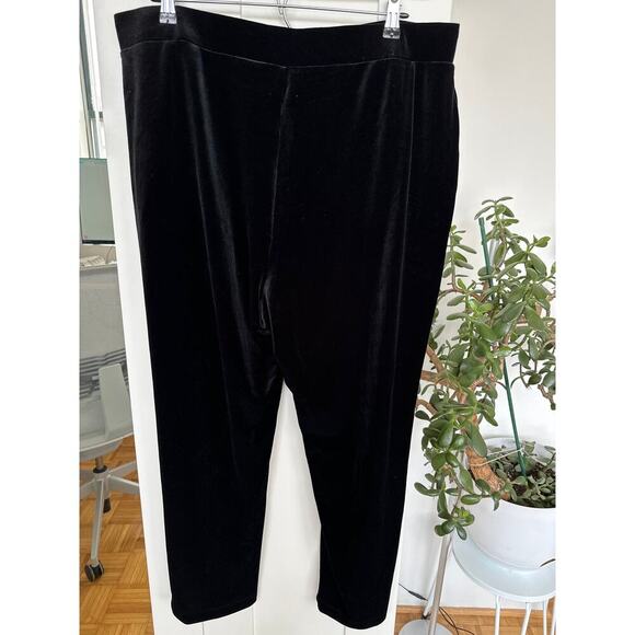 Loft Black Crushed Velvet Pull-On Stretch Waistband Pants, Size XL, Like New - Picture 2 of 5